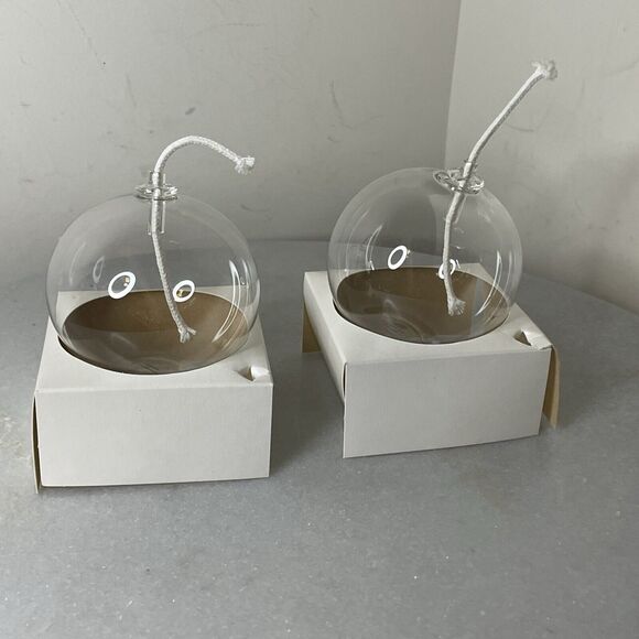 Crate & Barrel Handblown Clear Art Glass Oil Lamps -MCM Style - Old New Stock - Picture 3 of 11